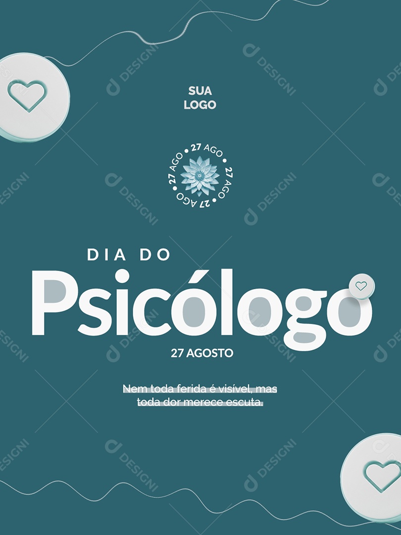Dia Do Psicólogo 25 de Agosto Parabéns Social Media PSD Editável