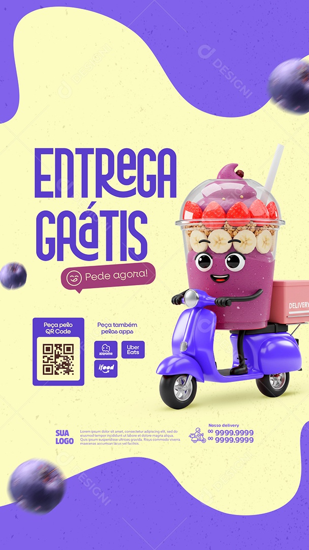 Stroy Açaiteria Entrega Grátis Social Media PSD Editável