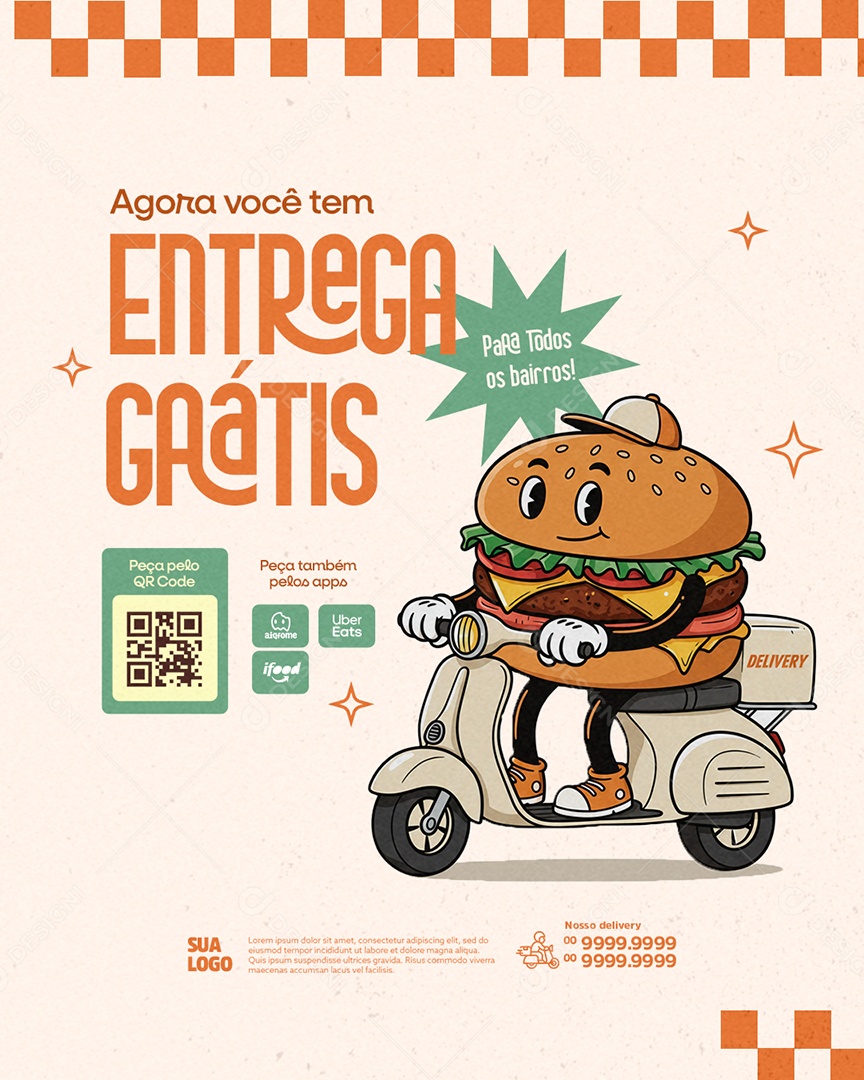 Hamburgueria Entrega Grátis Social Media PSD Editável