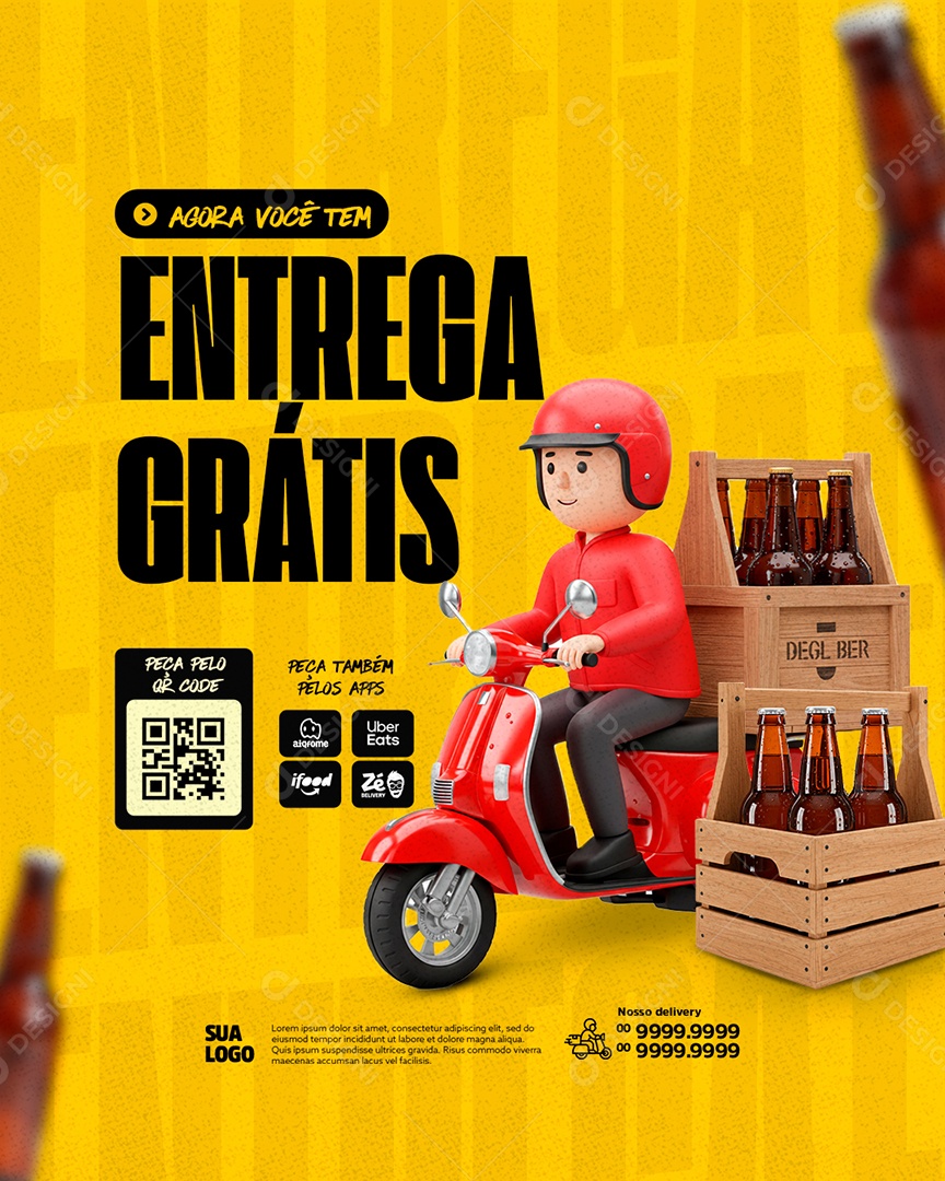 Entrega Grátis Distribuidora de Bebidas Social Media PSD Editável