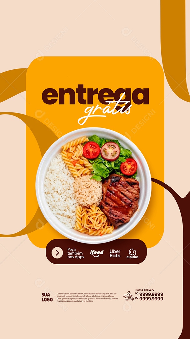 Story Entrega Grátis Restaurante Social Media PSD Editável