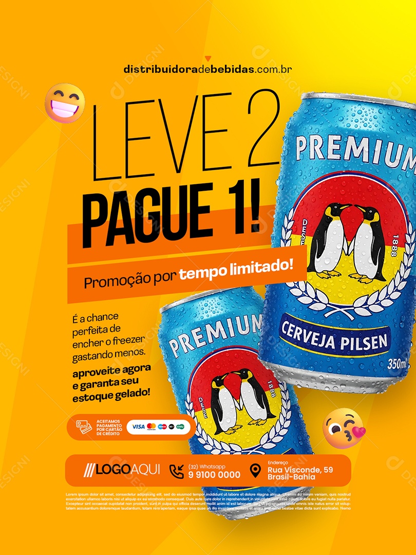 Distribuidor de Bebidas Leve Dois Pague Um Social Media PSD Editável
