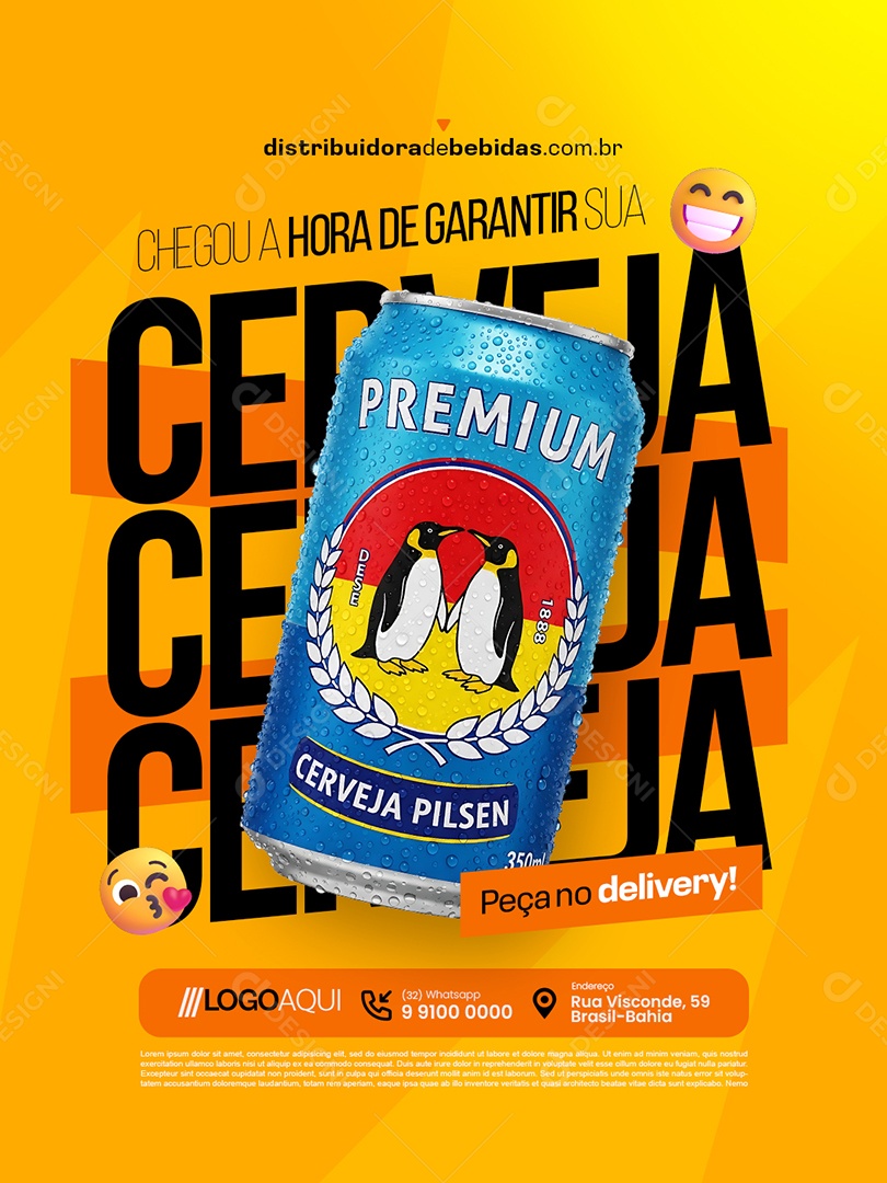 Distribuidor de Bebidas Chegou a Hora de Garantir sua Cerveja Social Media PSD Editável