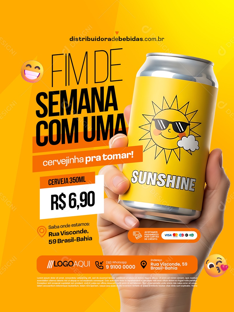 Distribuidor de Bebidas Fim de Semana com Uma Cervejinha Social Media PSD Editável