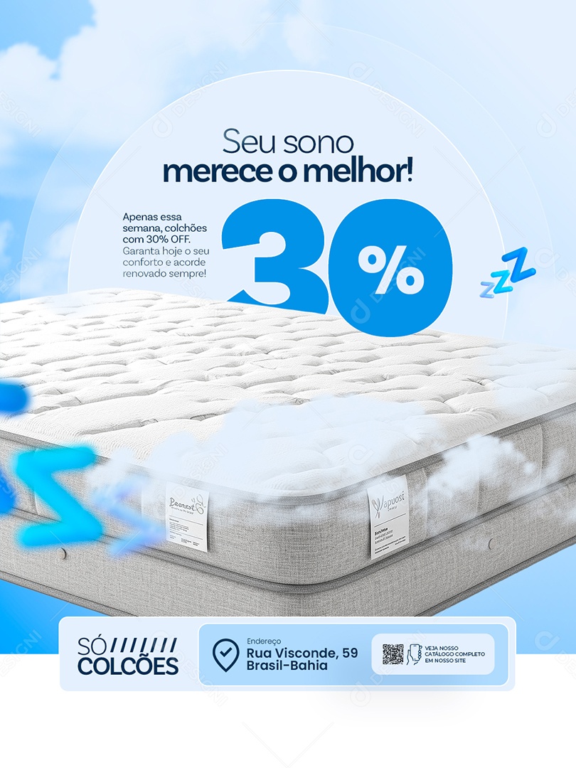 Loja de Colchão Seu Sono Merece o Melhor Social Media PSD Editável