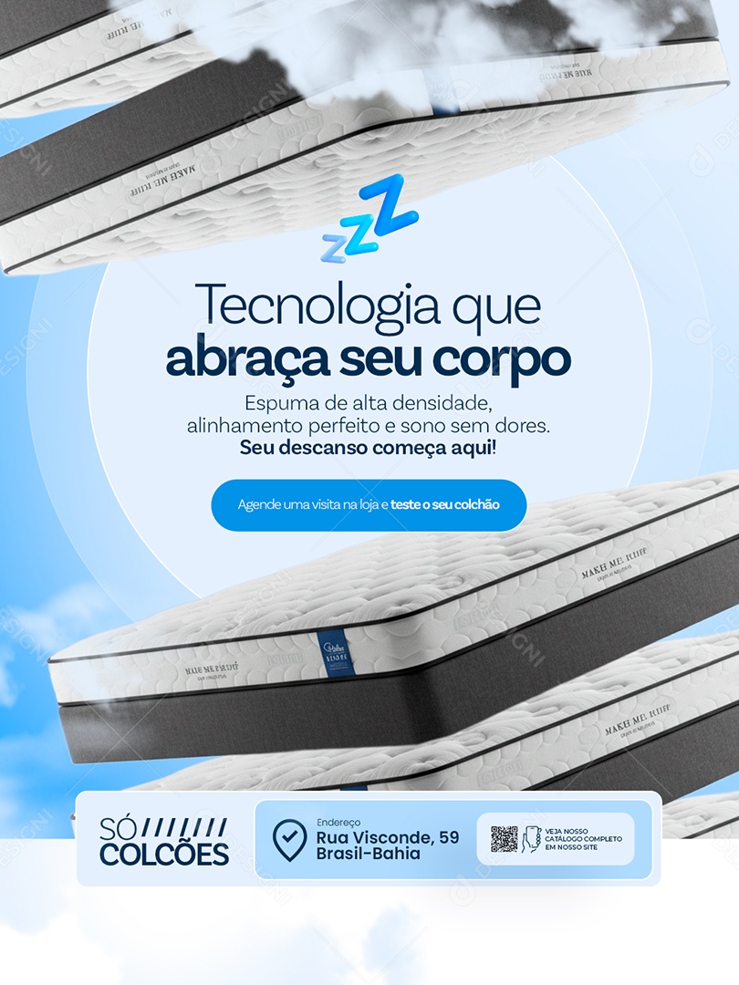 Loja de Colchão Tecnologia Que Abraça seu Corpo Social Media PSD Editável