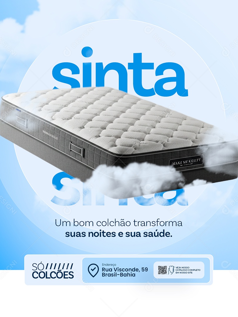 Loja de Colchão Sinta um Bom Colchão Transforma suas Noite e Sua Saúde Social Media PSD Editável