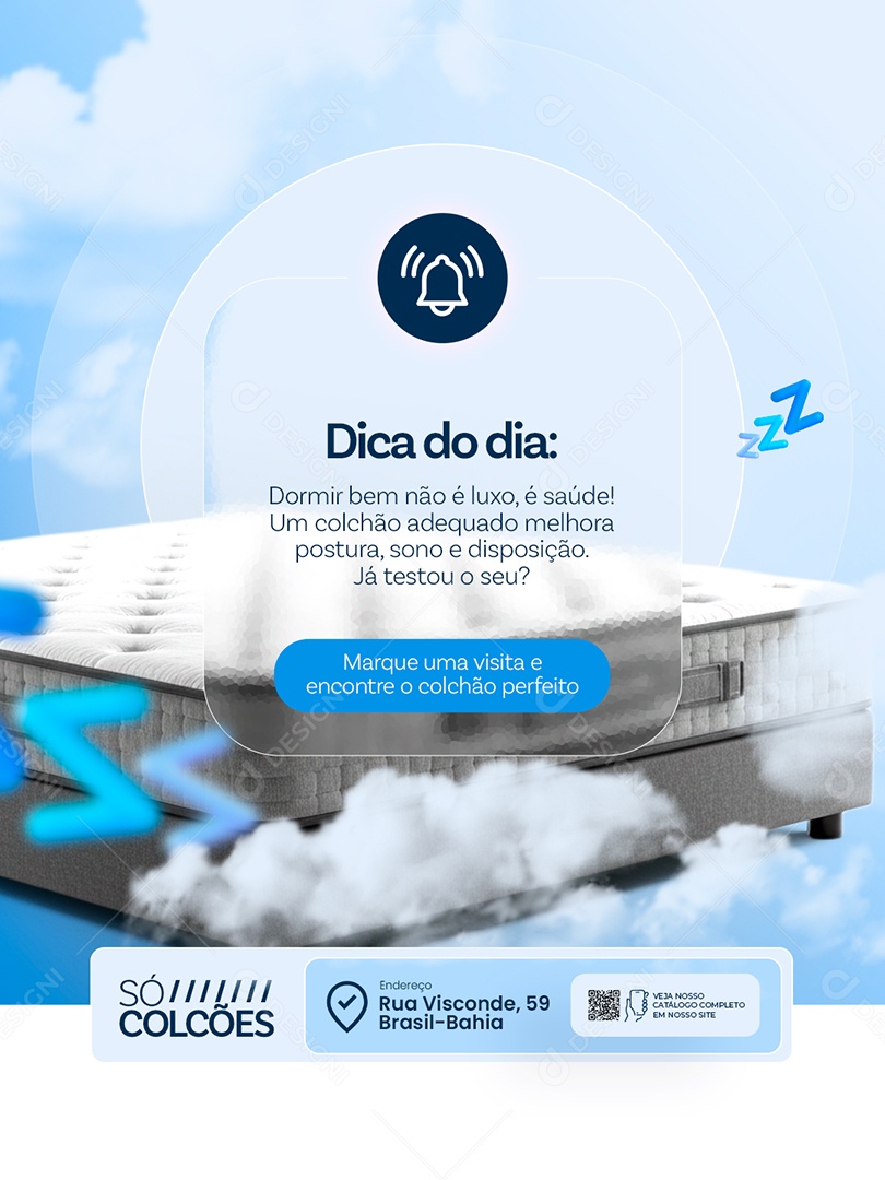 Loja de Colchão Dica do Dia Dormi Bem é Saúde Social Media PSD Editável