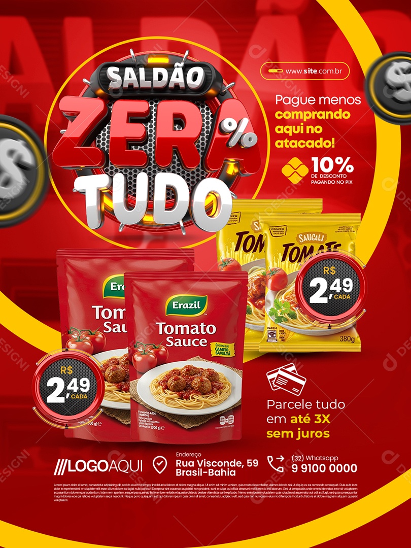 Supermercado Saldão Zera Tudo Pague Menos Comprando Aqui Social Media PSD Editável