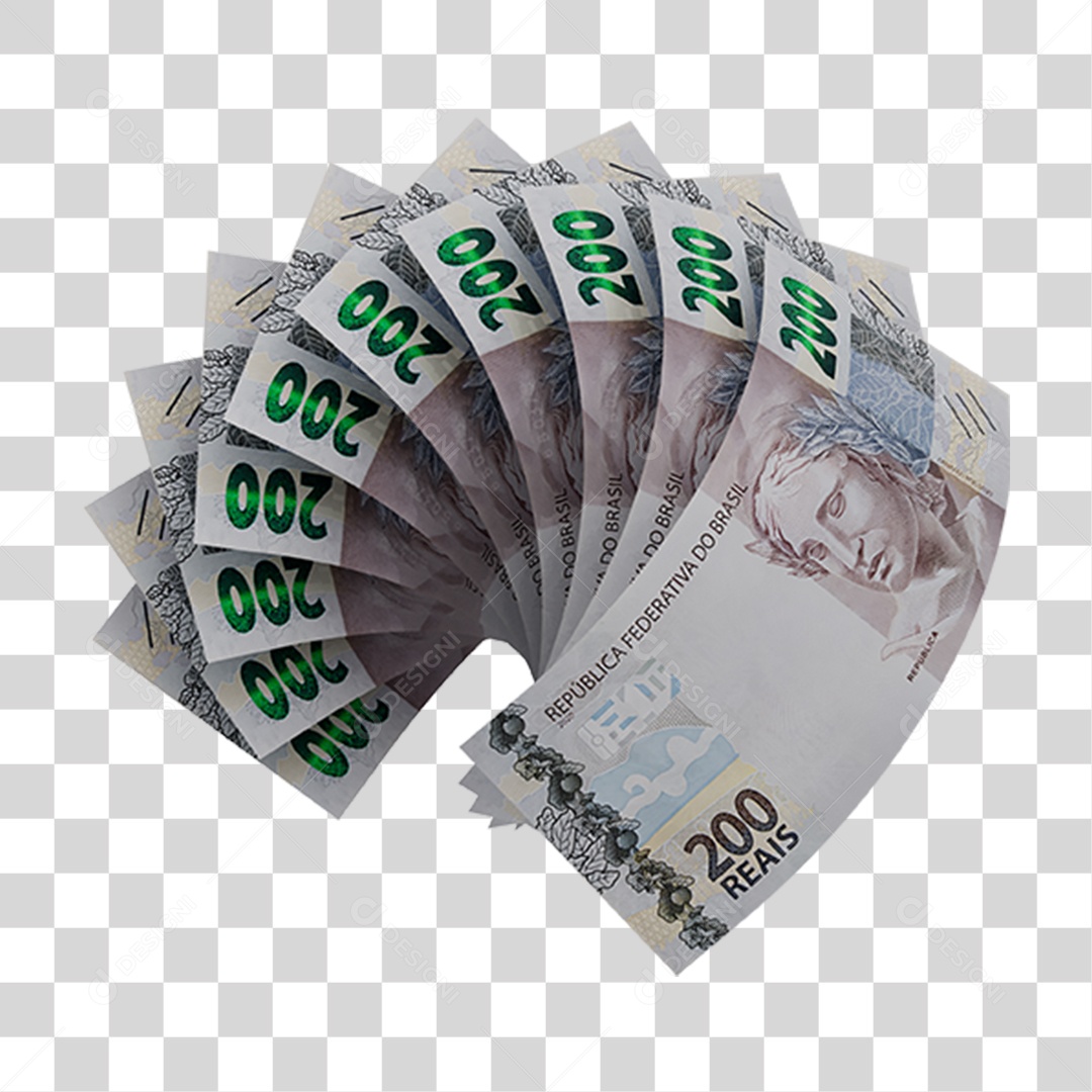 Notas de 200 Reais PNG Transparente
