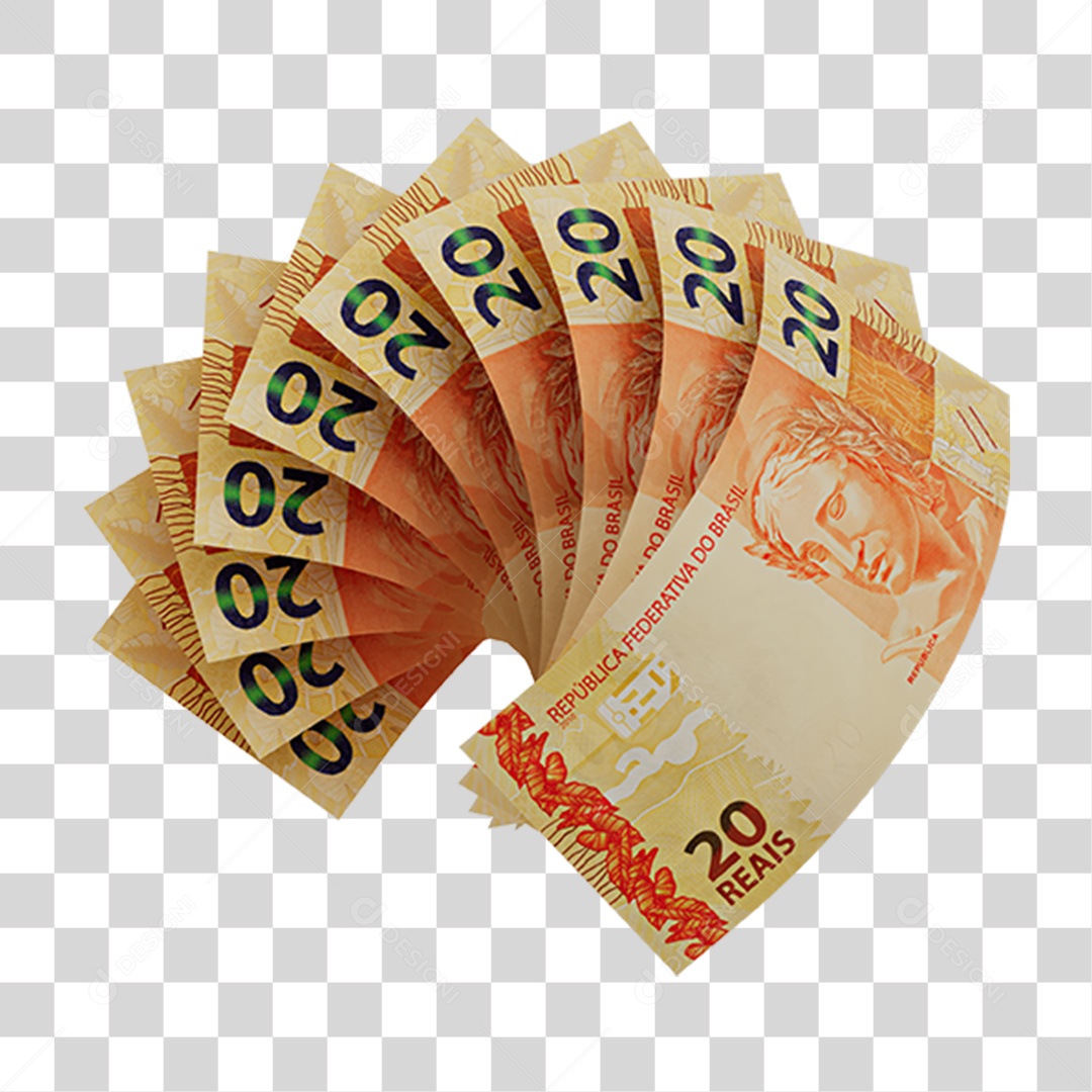 Notas de 20 Reais PNG Transparente