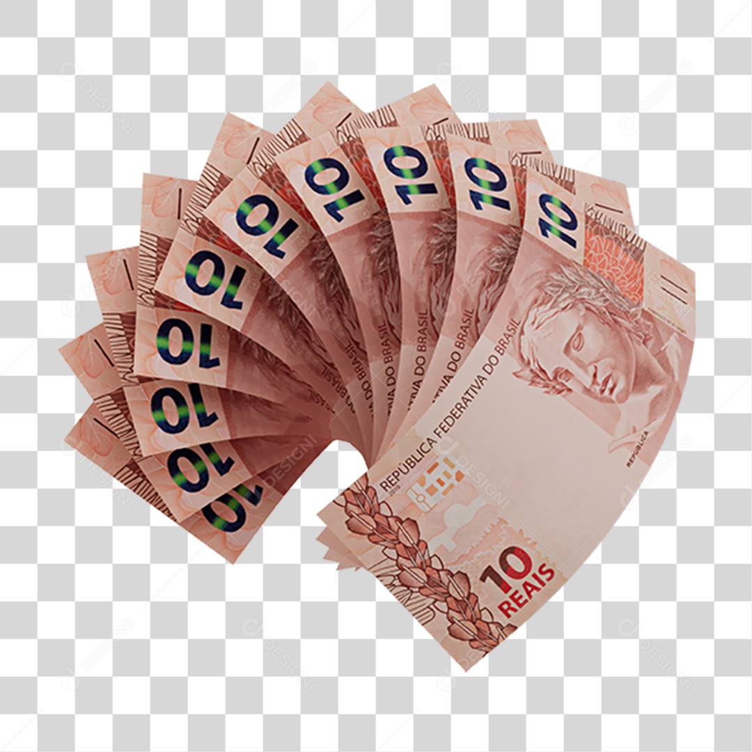 Notas de 10 Reais PNG Transparente