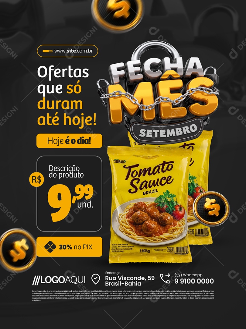 Supermercado Fecha Mês Setembro Ofertas Social Media PSD Editável