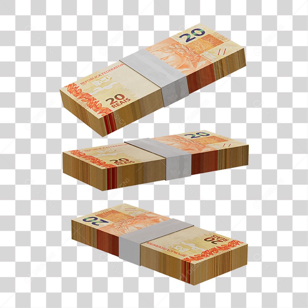 Maços de Notas de 20 Reais PNG Transparente