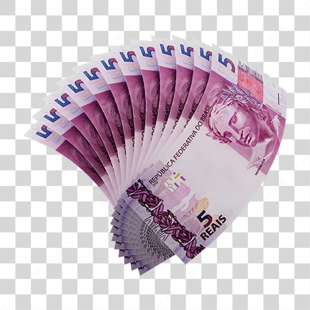 Notas de 5 Reais PNG Transparente