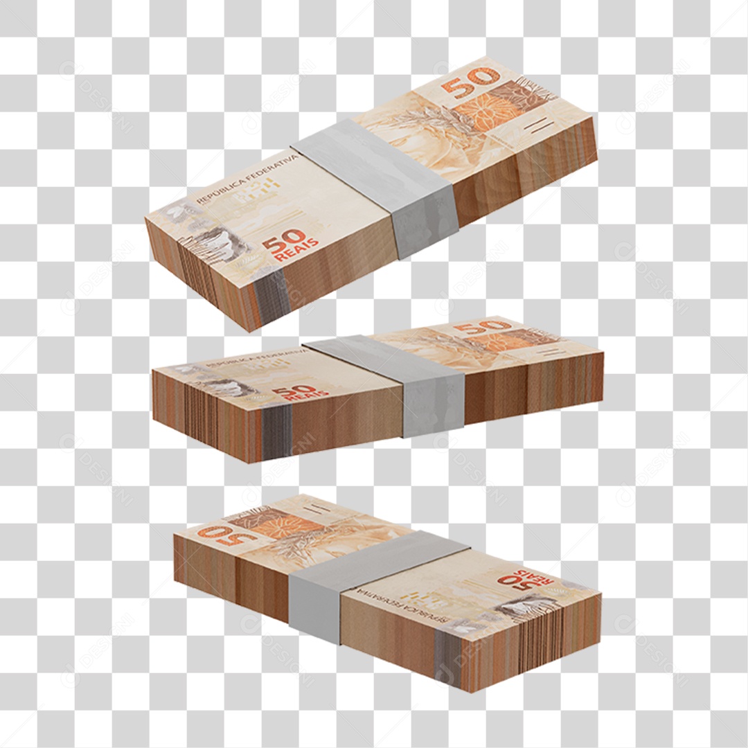 Maços de Notas de 50 Reais PNG Transparente