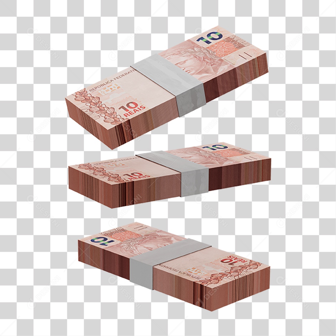 Maços de Notas de 10 Reais PNG Transparente