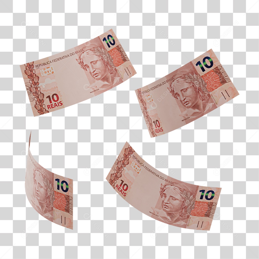 Notas de 10 Reais PNG Transparente