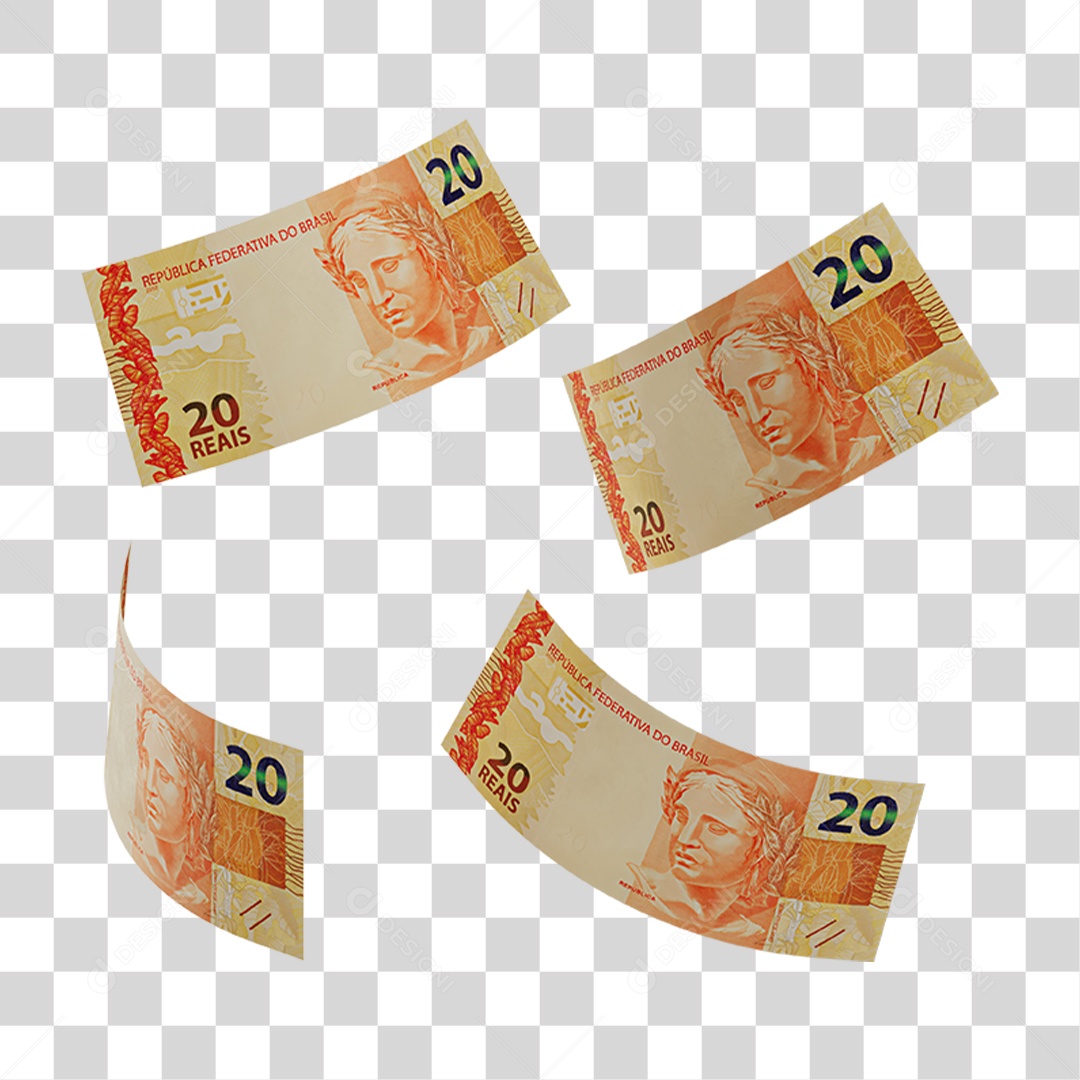 Notas de 20 Reais PNG Transparente
