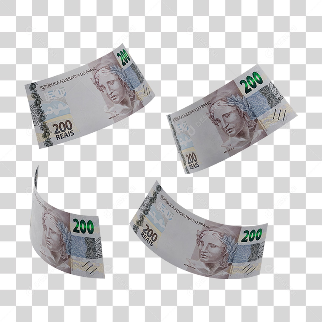 Notas de 200 Reais PNG Transparente