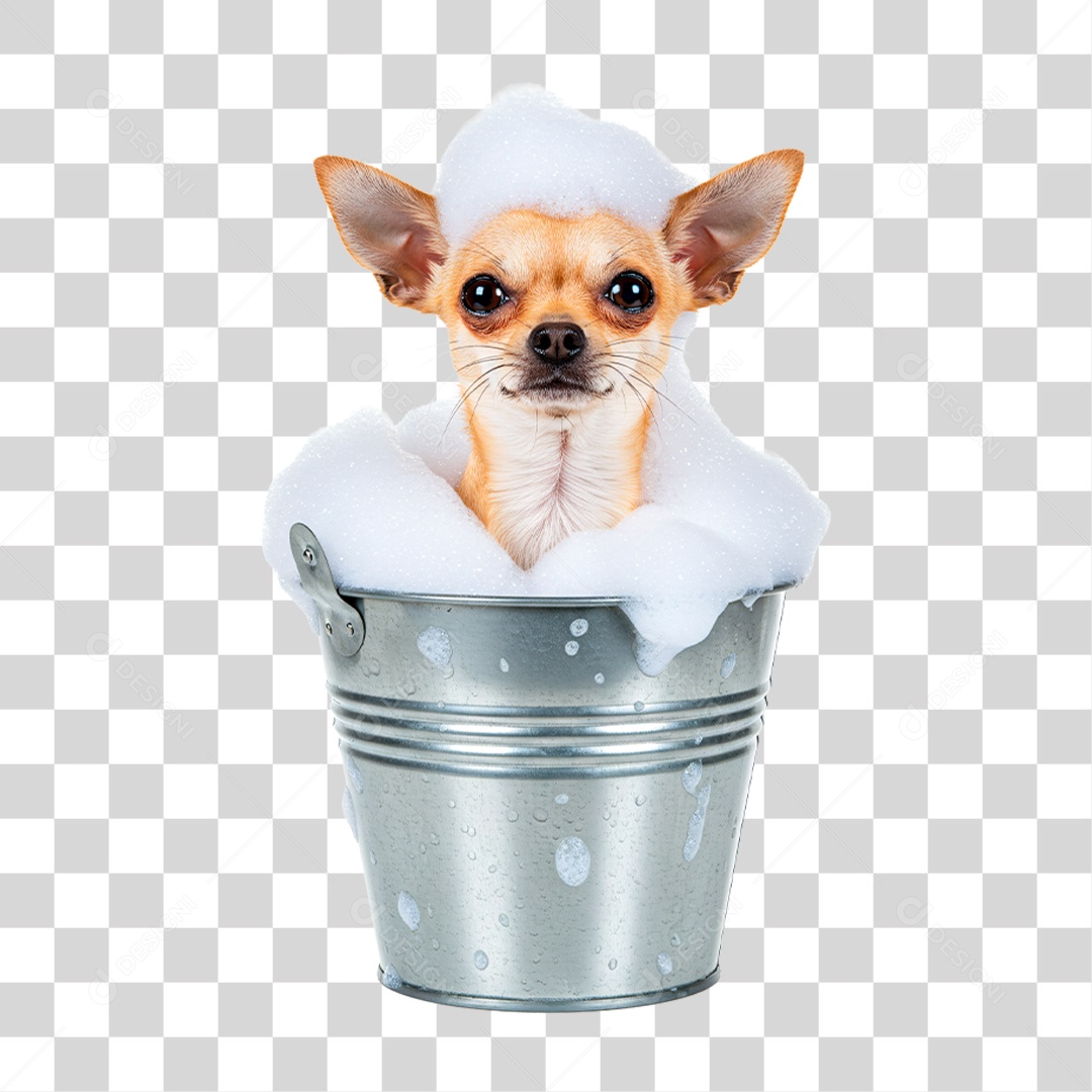 Cachorro em Balde de Espuma PNG Transparente