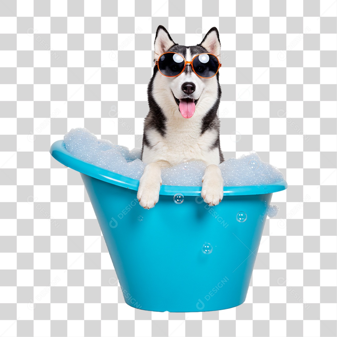 Cachorro na Banheira PNG Transparente
