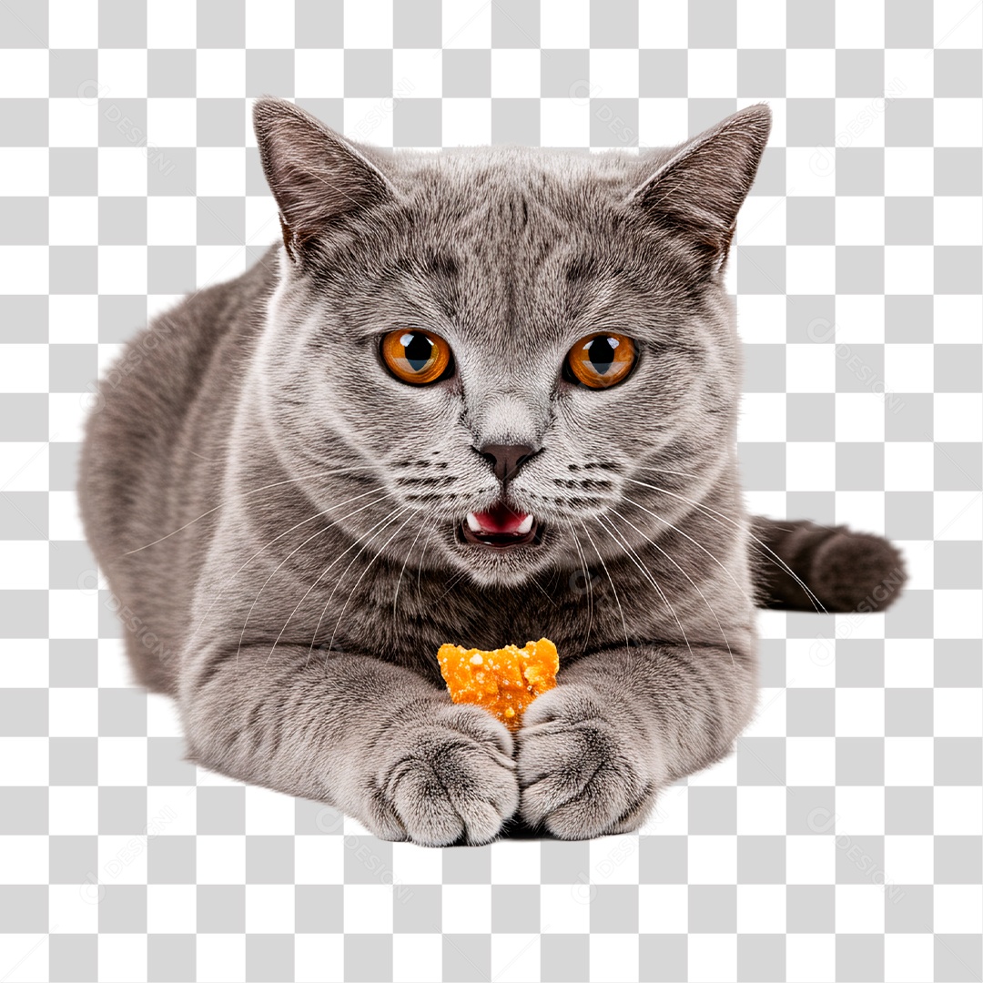 Gato Comendo Ração PNG Transparente