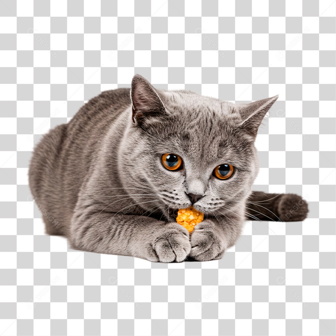 Gato Comendo Ração PNG Transparente