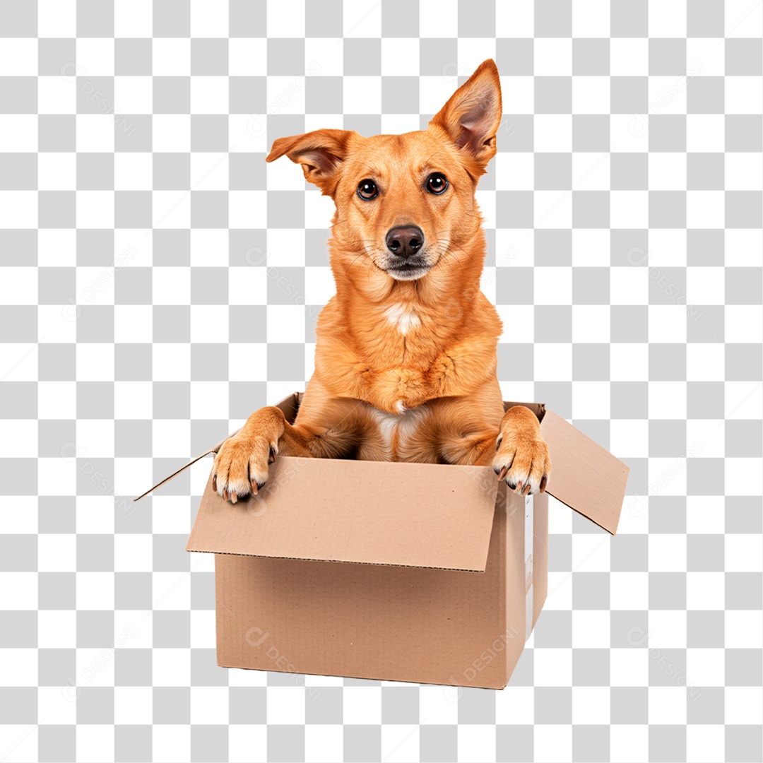 Cachorro Dentro da Caixa PNG Transparente