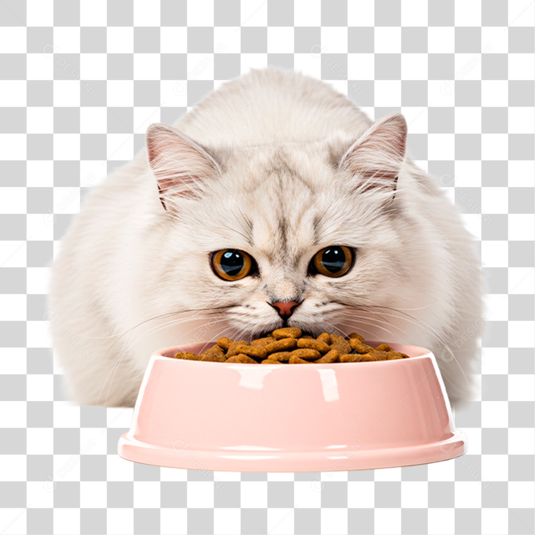 Gato Comendo Ração PNG Transparente