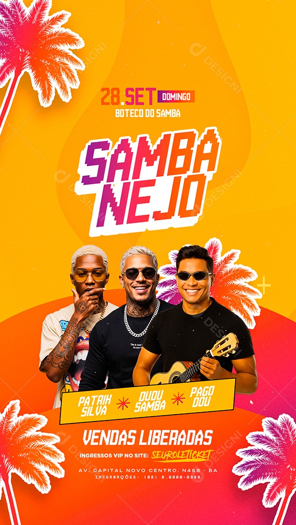 Story Flyer Próximos Shows Sambanejo Social Media PSD Editável