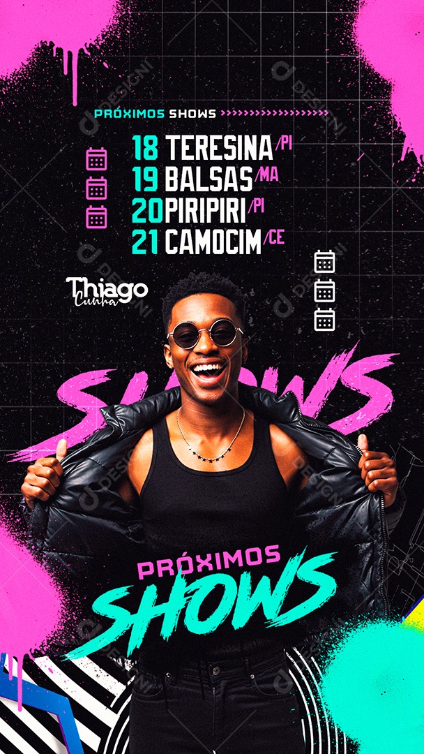 Story Flyer Próximos Shows Thiago Cunha Social Media PSD Editável