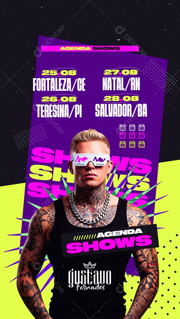 Story Flyer Agenda Shows Gustavo Fernades Social Media PSD Editável