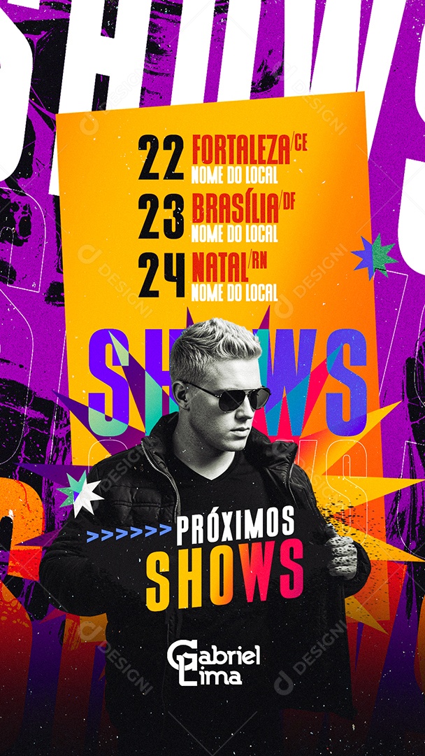 Story Próximos Shows Gabriel Lima Social Media PSD Editável