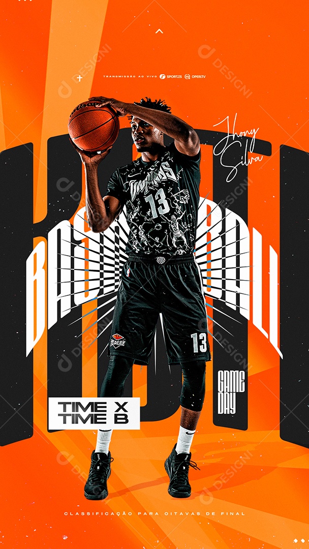 Story Jogo Basketball Classificação para Oitavas de Final Social Media PSD Editável