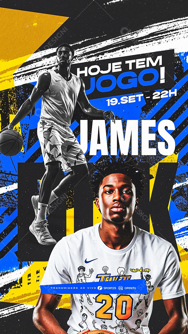 Story Hoje Tem Jogo Basketball James Social Media PSD Editável