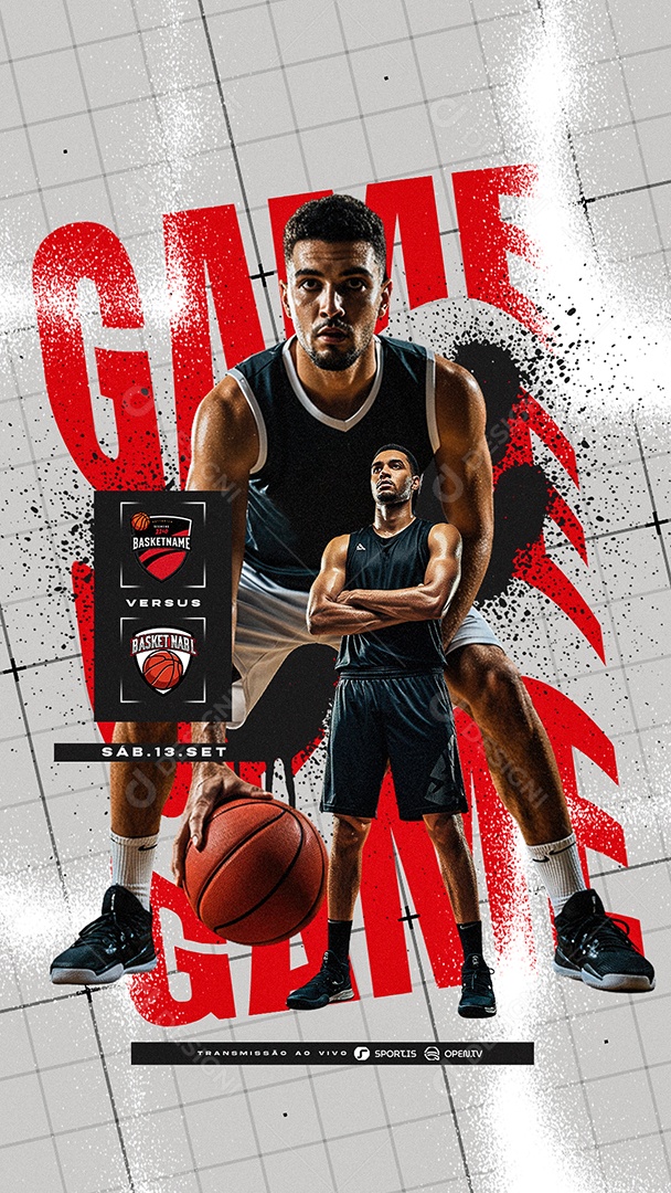 Story Jogo Basketball Game Social Media PSD Editável