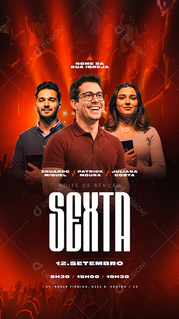 Story Flyer Gospel Noite da Benção Social Media PSD Editável