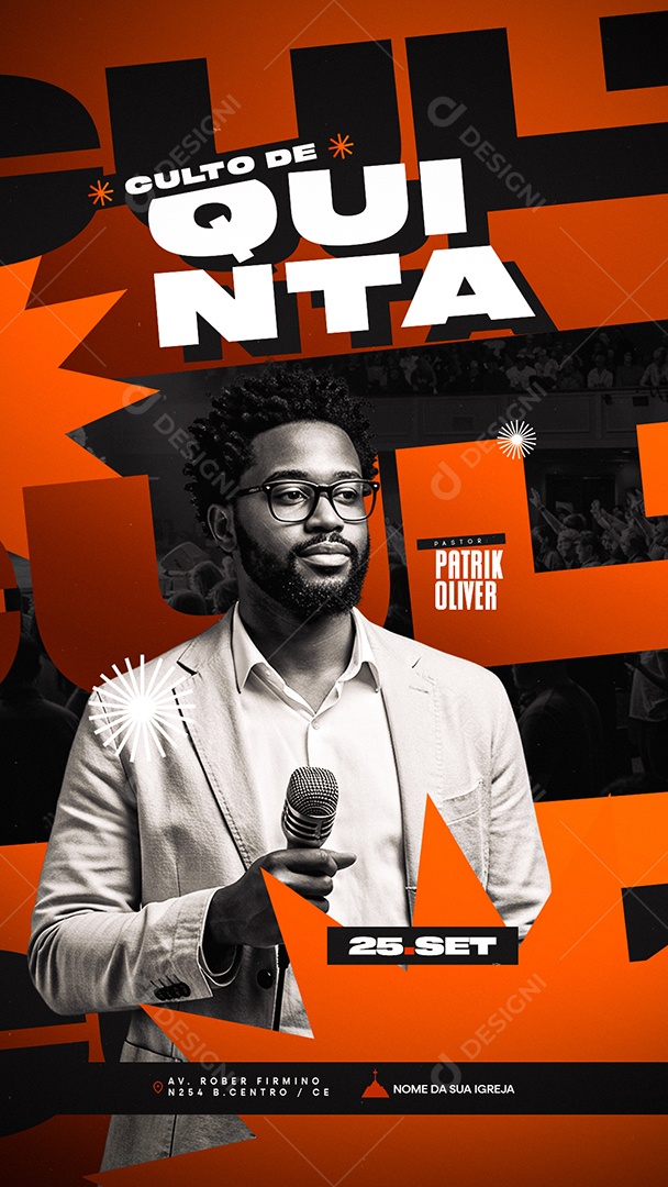 Story Flyer Gospel Culto de Quinta Social Media PSD Editável