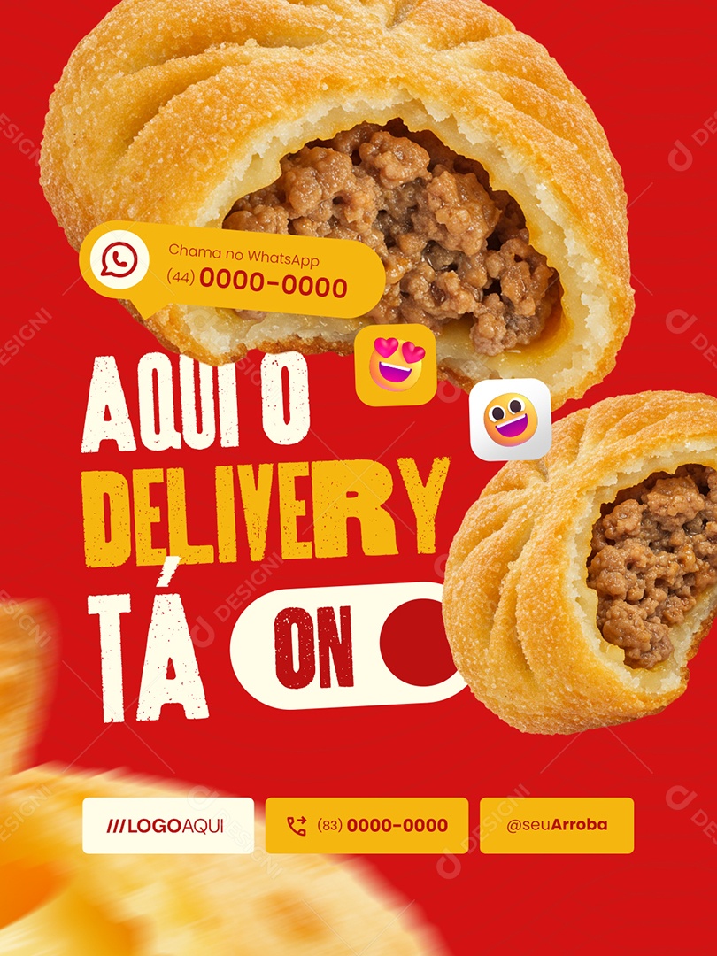 Salgateria Aqui o Delivery Tá On Social Media PSD Editável