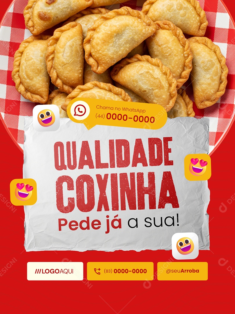 Salgateria Qualidade Coxinha Pede Já a Sua Social Media PSD Editável