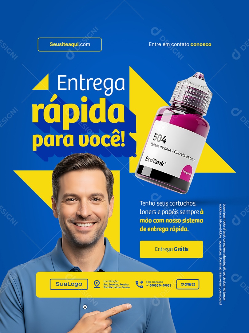 Loja Insumo de Impressão Emtrega Grátis Rápida para Você Social Media PSD Editável