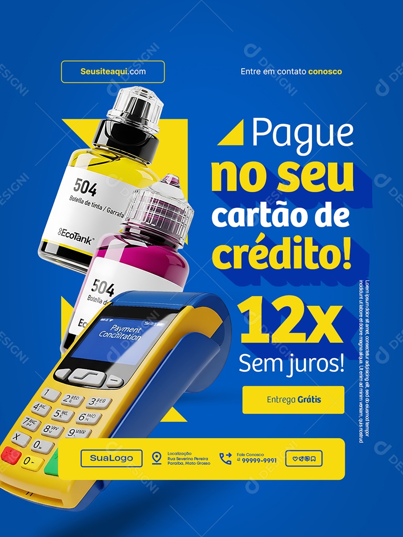 Loja Insumo de Impressão Pague no Seu Cartão de Crédito Social Media PSD Editável