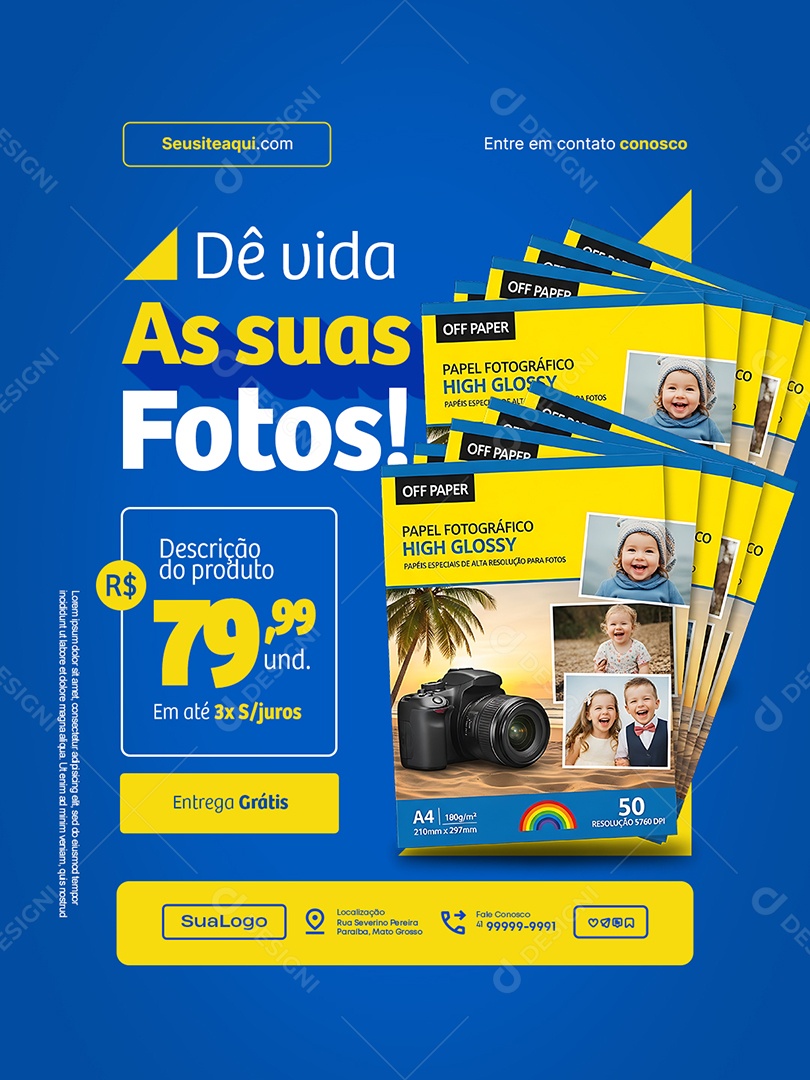 Loja Insumo de Impressão Dê Vida as Suas Fotos Social Media PSD Editável