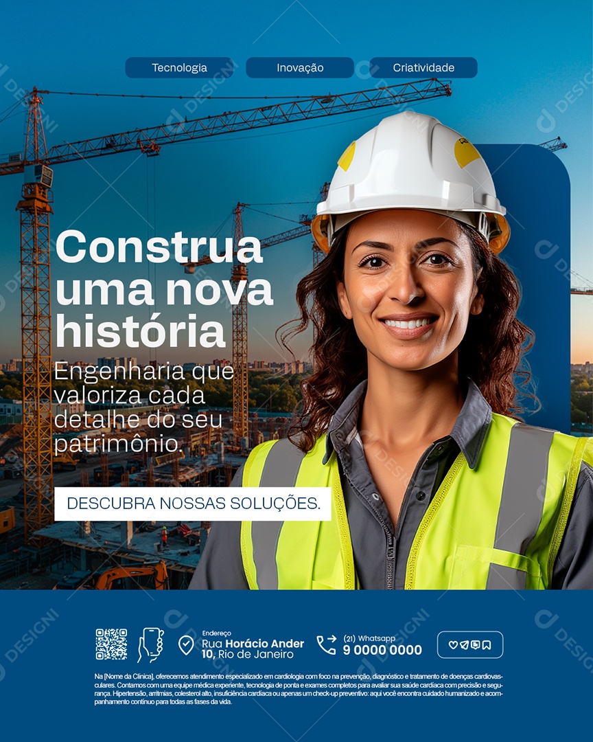 Engenharia Construa Uma Nova História Tecnologia Inovação Social Media PSD Editável