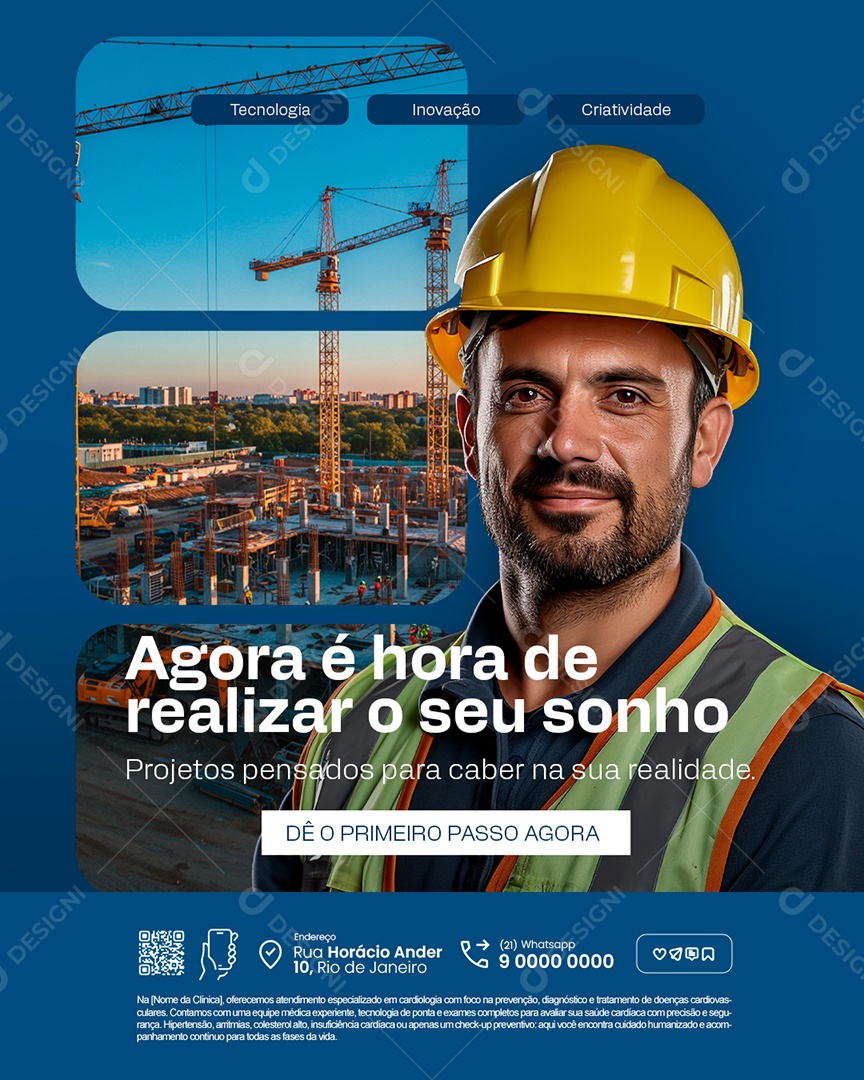 Engenharia Agora é Hora de Realizar o Seu Sonho Social Media PSD Editável