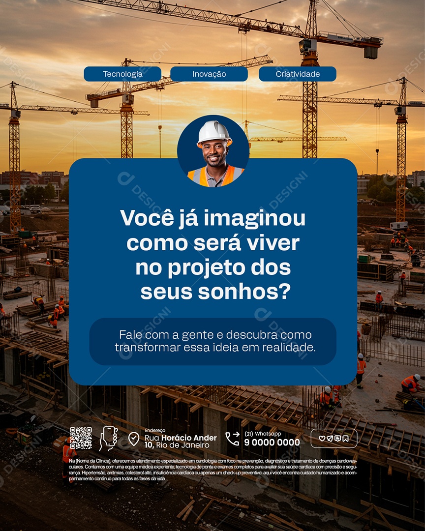 Engenharia Você Já Imaginou Como Será Viver Social Media PSD Editável