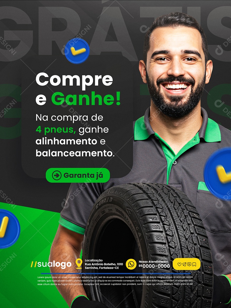 Esquenta de Setembro Loja de Pneus Compre e Ganhe Social Media PSD Editável