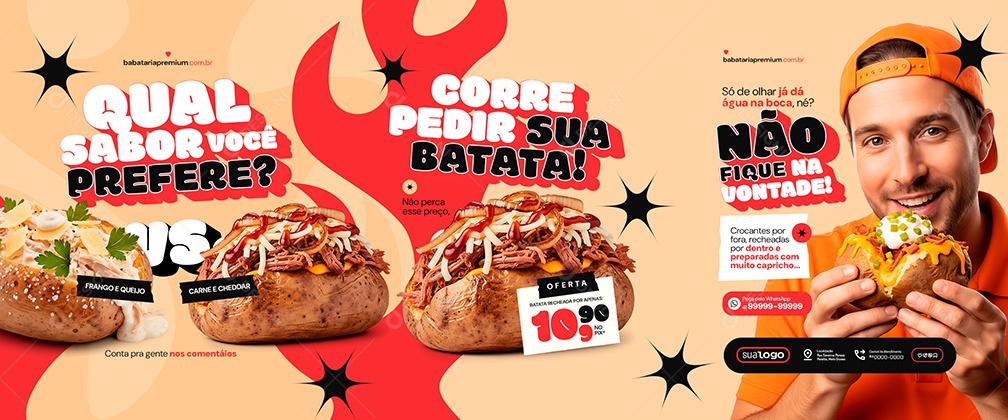 Carrossel Batata Qual Sabor Você Prefere Social Media PSD Editável