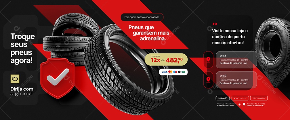 Carrossel Loja de Pneus Troque seus Pneus Agora Social Media PSD Editável